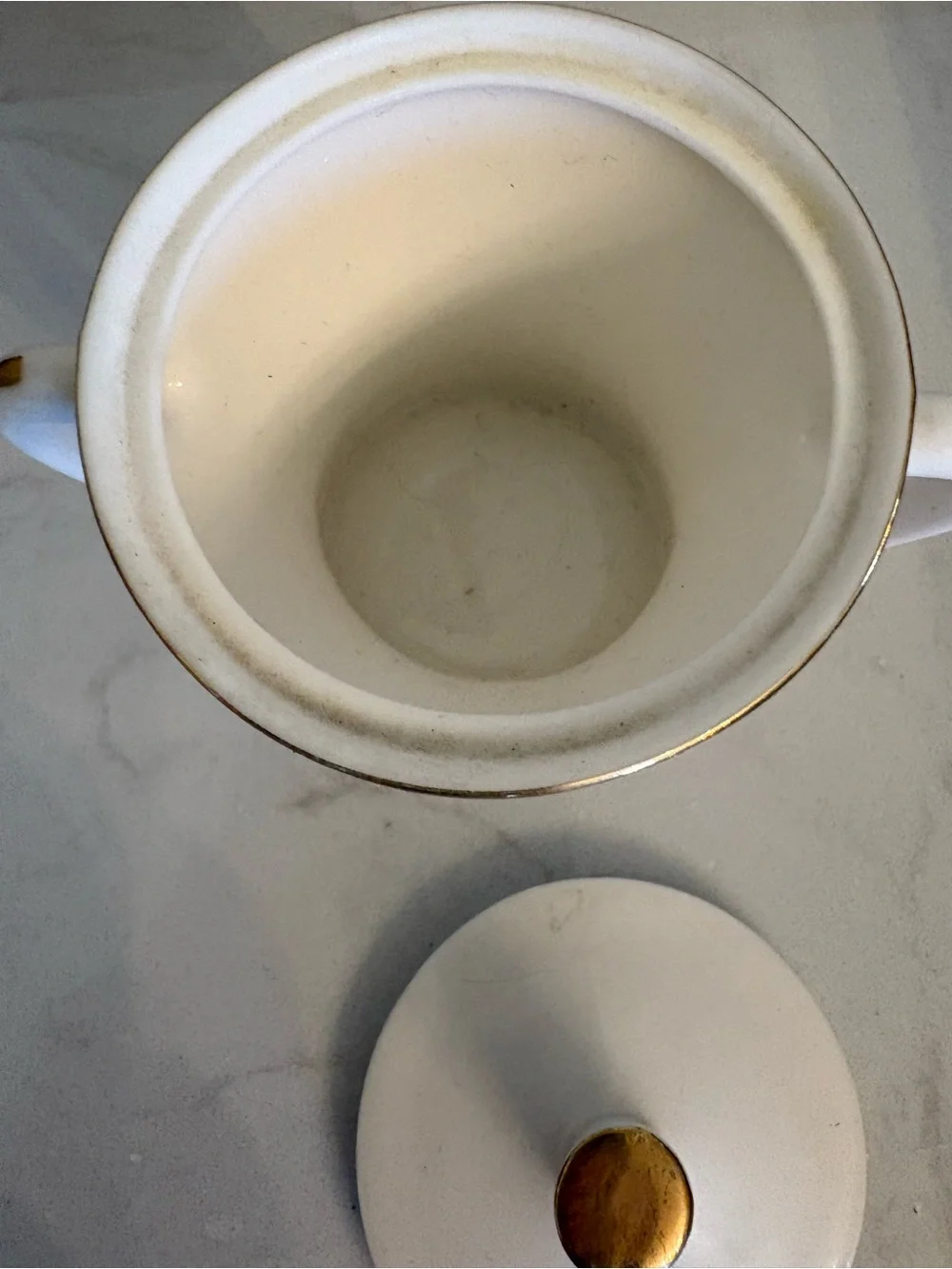 Enesco Vintage Miniature Sugar Bowl & Creamer Set. Floral design with Gold Trim